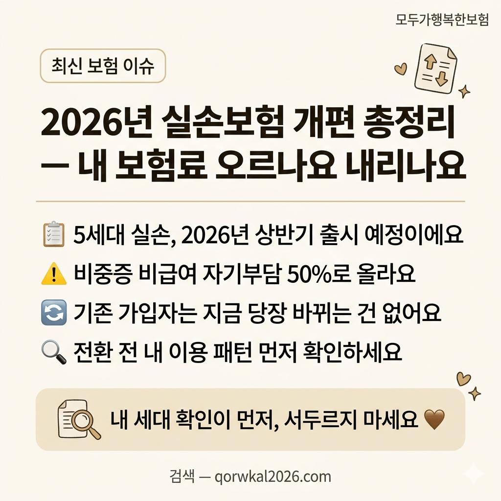 2026년 실손보험 개편 총정리 &mdash; 내 보험료 오르나요 내리나요