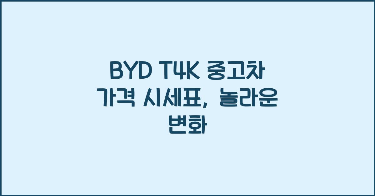 BYD T4K 중고차 가격 시세표