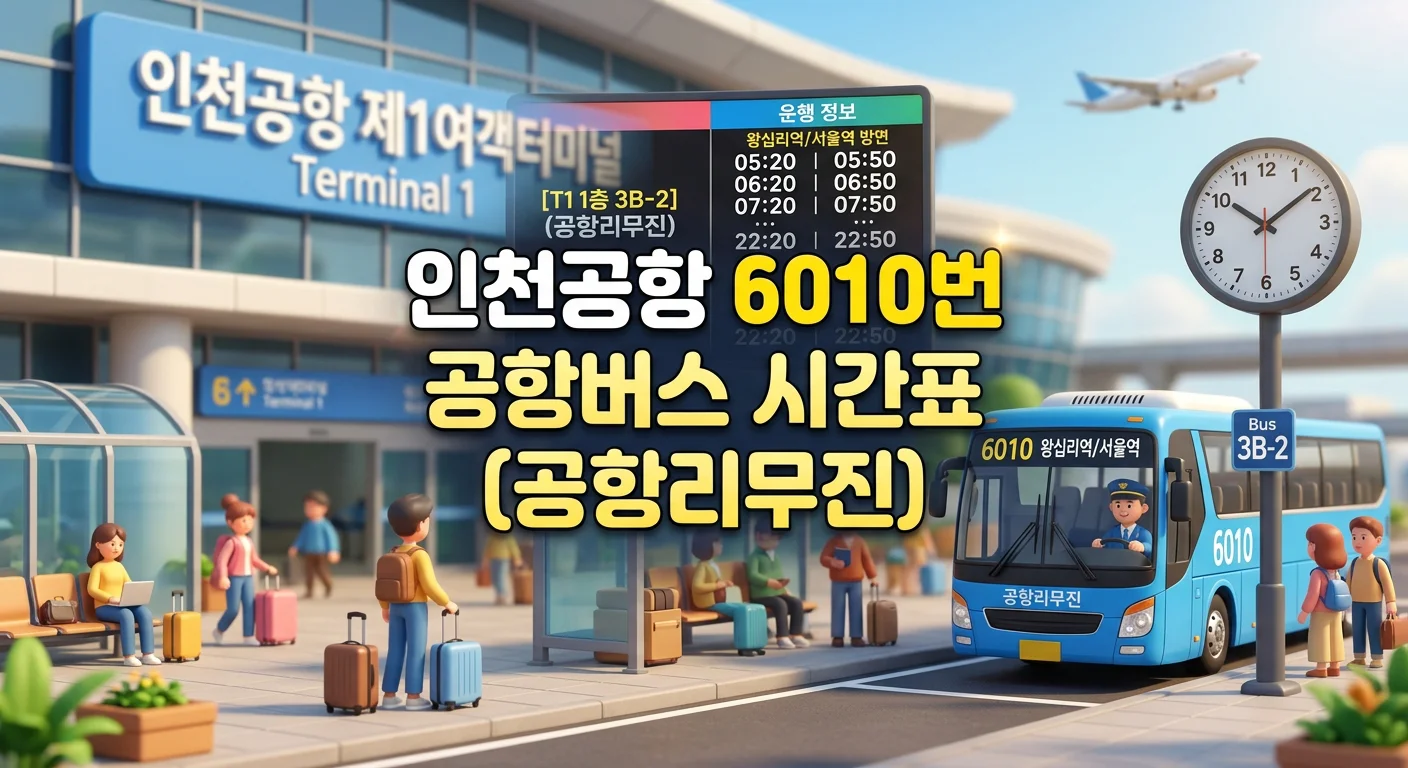 인천공항 6010번 공항버스 시간표와 요금 (이촌&middot;옥수&middot;왕십리 방면)