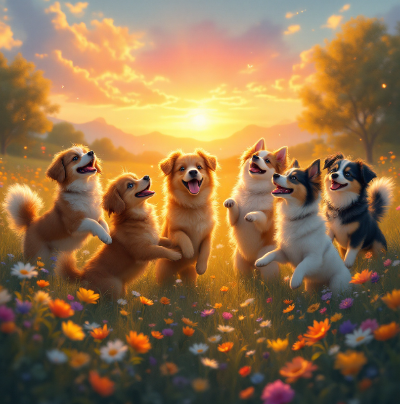 기쁘게 춤추는 강아지 꿈