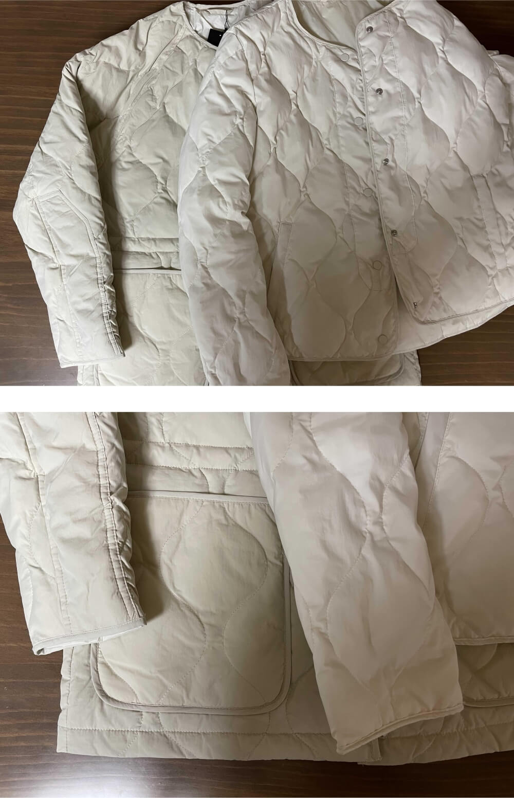 지오다노-어니언-퀄팅-스트링-하프-자켓-색상-비교-모습