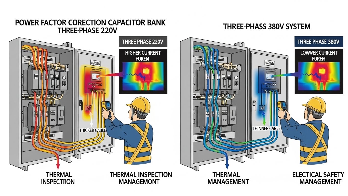 3상 진상콘덴서 전선 규격 정리 (220V / 380V 기준)