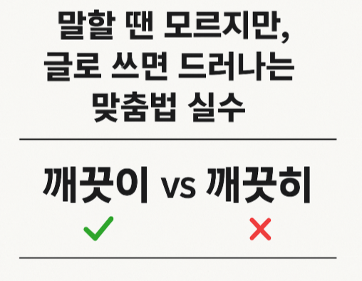 깨끗이 깨끗히 맞춤법 - 흔한 맞춤법 실수를 o x 로 쉽게 나타낸 대표 썸네일 이미지