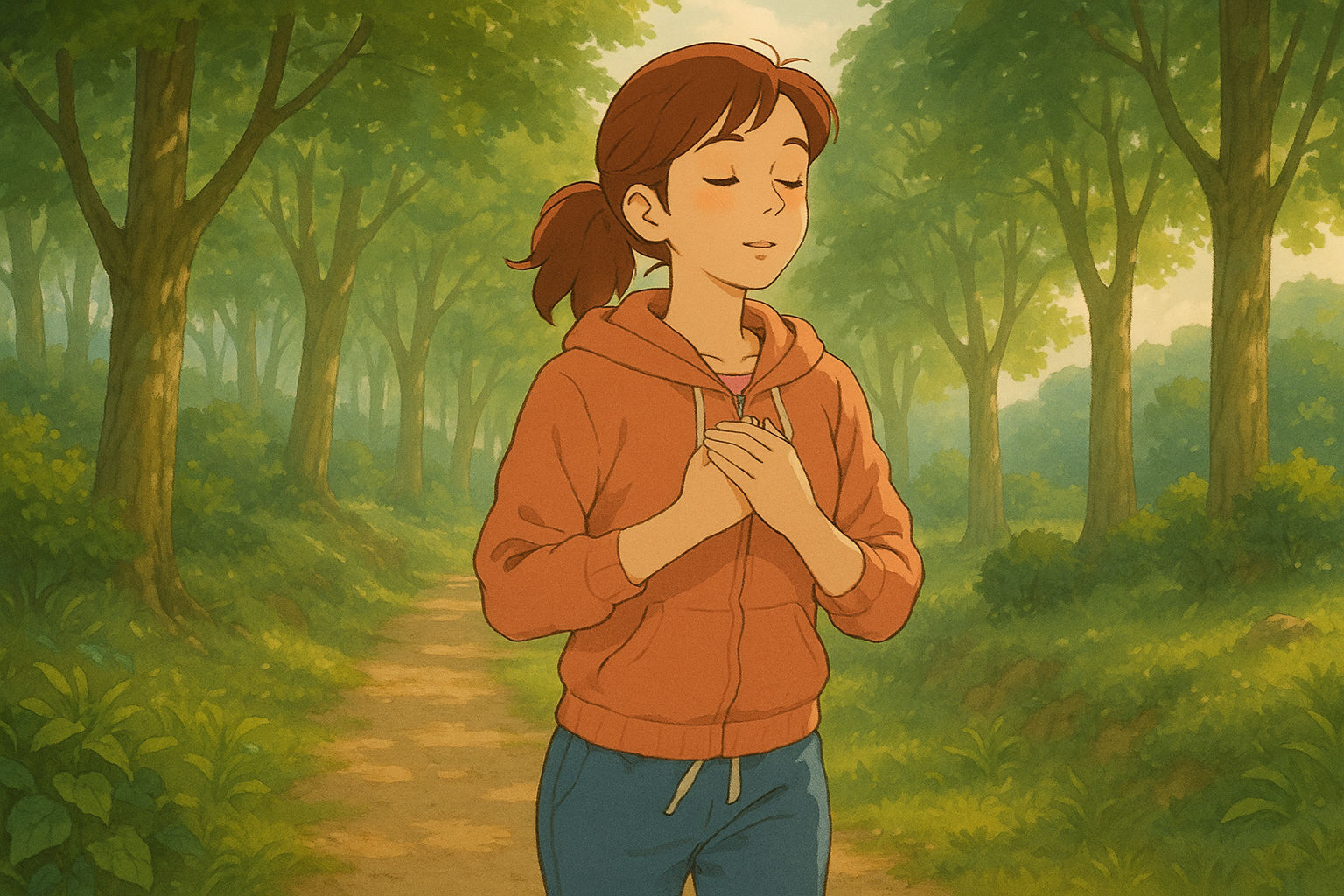 심호흡하며 산책하는 사람