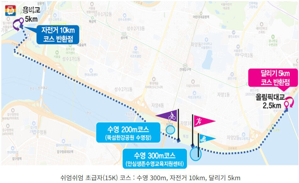 쉬엄쉬엄 한강 3종 축제 경기 코스