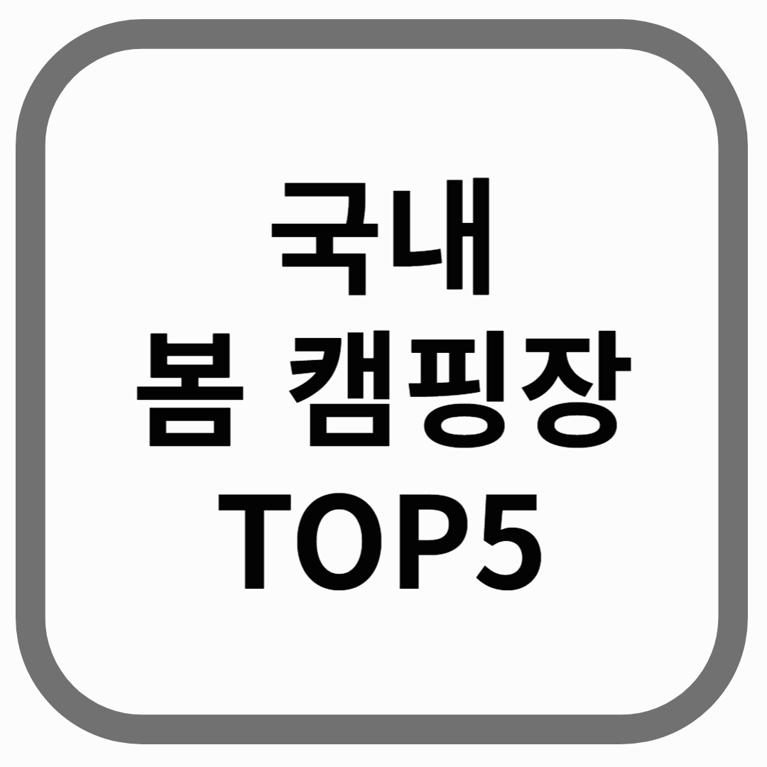 국내 봄 캥핑장 top5 라고 적힌 이미지