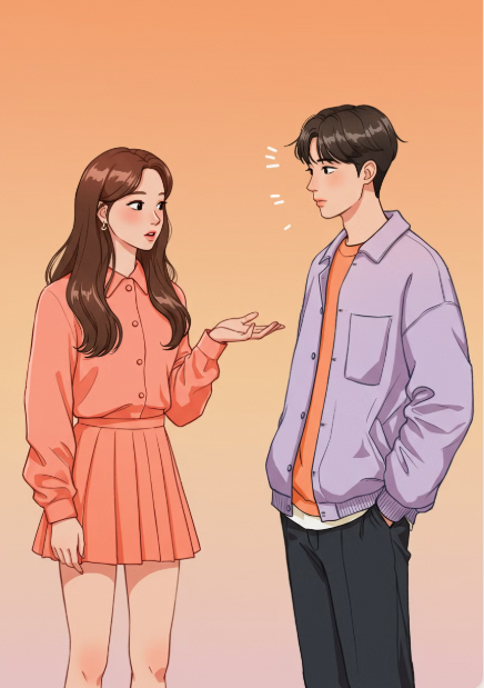 여성이 남성에게 부모급여 등에 대해 묻는 장면