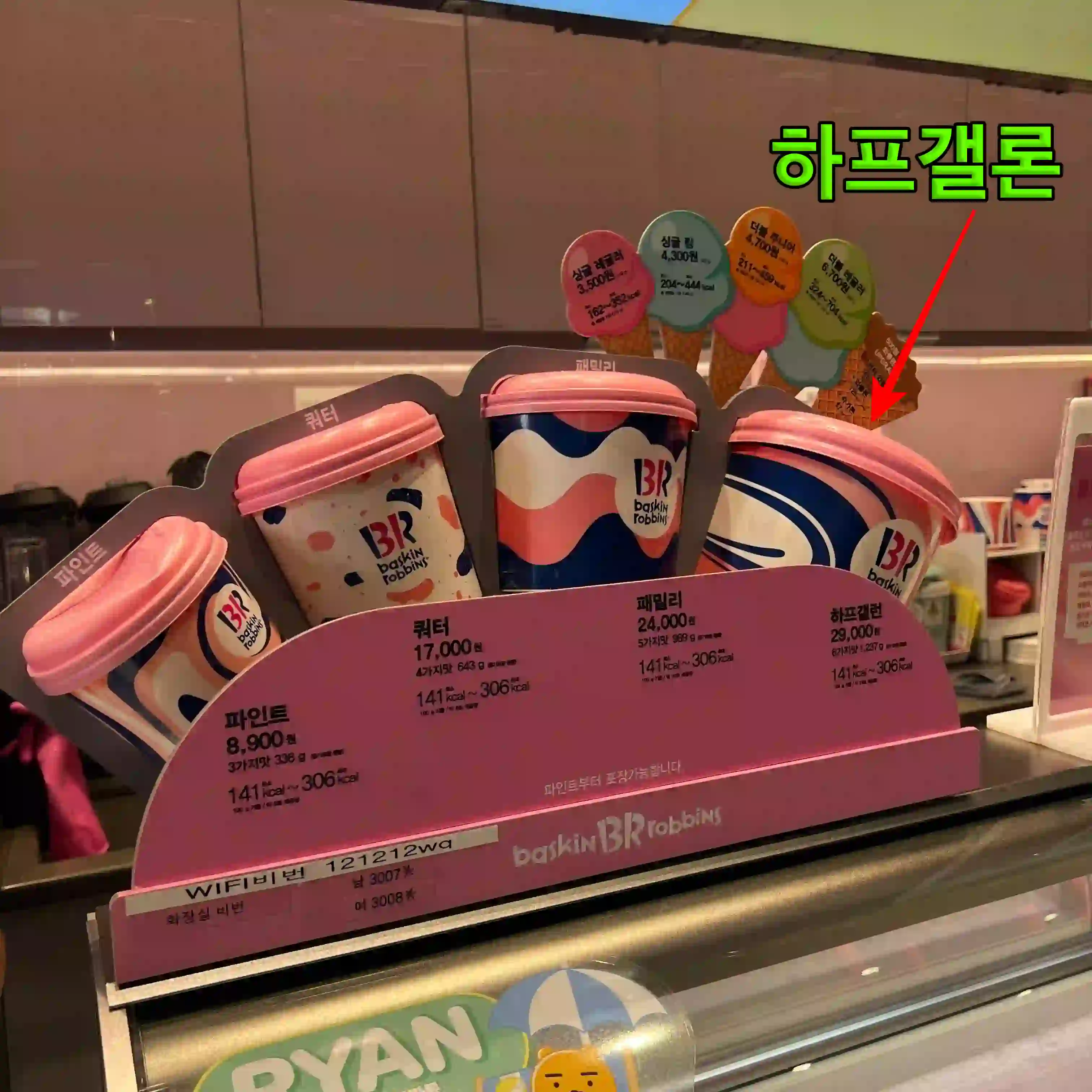 하프갤론 가격과 사이즈 비교 사진 입니다.