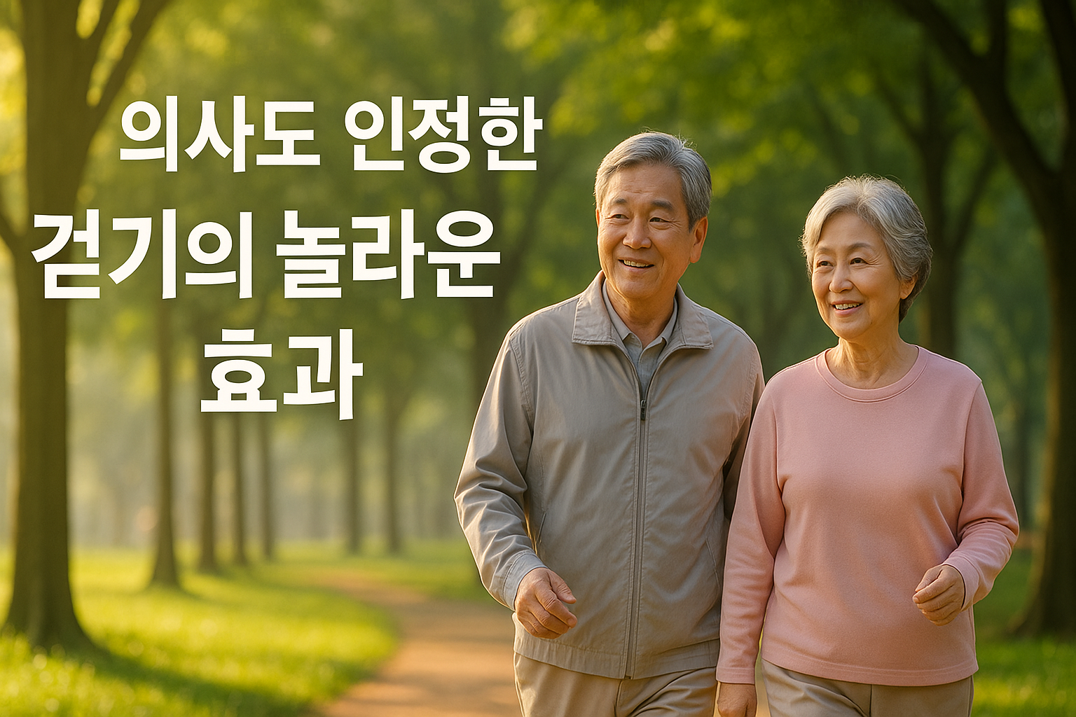 산책을 하고 있는 중년 부부