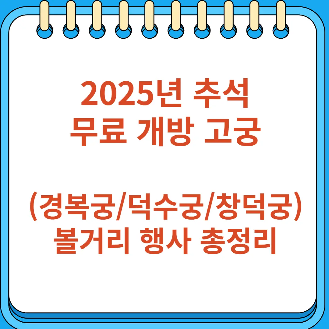 2025 추석 무료개방 고궁 볼거리 행사