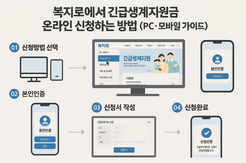 복지로에서 긴급생계지원금 온라인 신청하는 방법 (PC&middot;모바일 가이드)