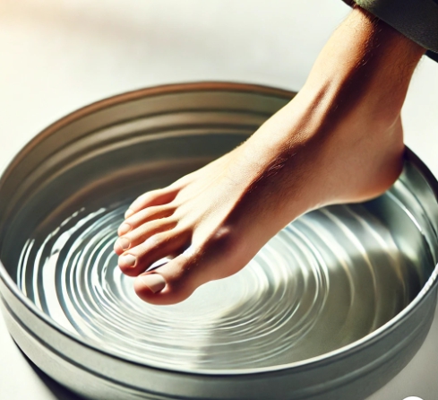 내성발톱 치료 또는 관리 (발을 따뜻한 물에 담그거나&amp;#44; 교정기 사용 모습)