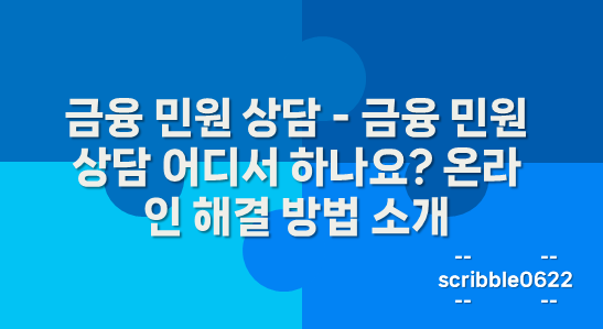 금융 민원 상담