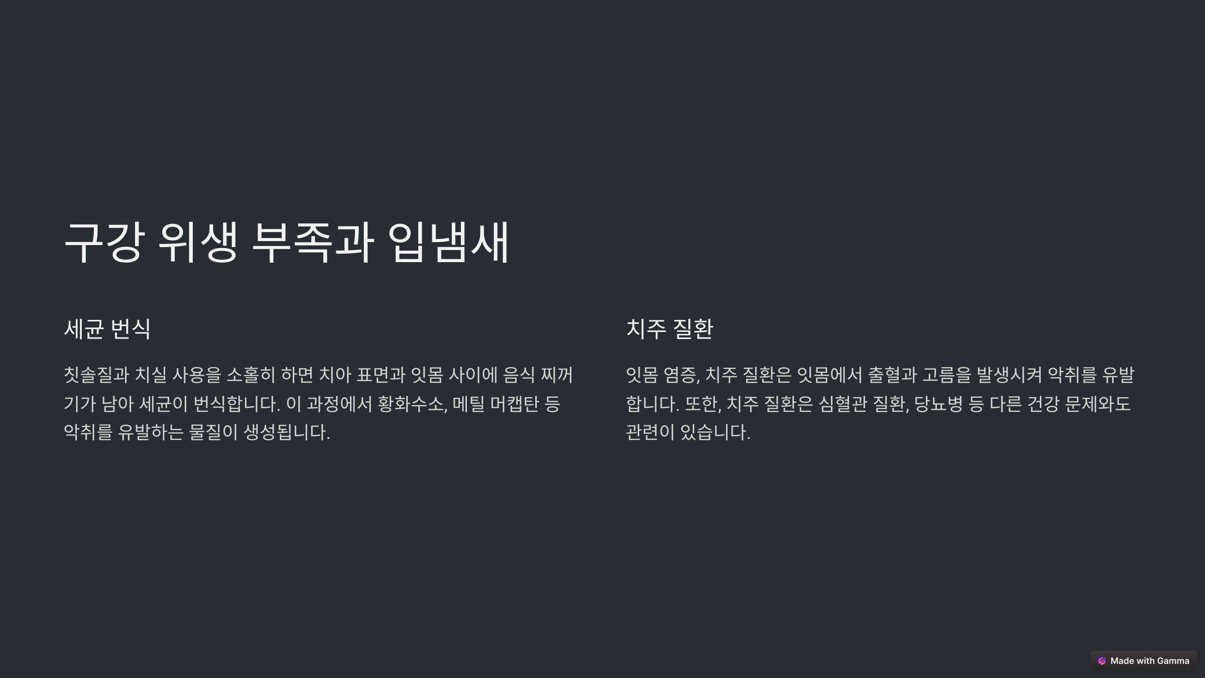 구강 위생 부족과 입냄새