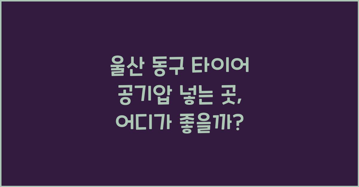 울산 동구 타이어 공기압 넣는 곳
