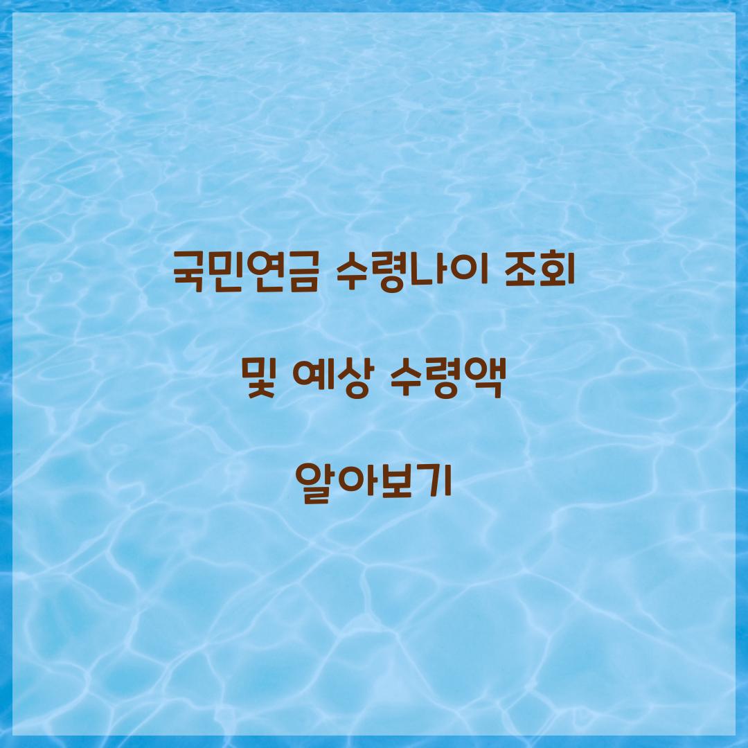국민연금 수령나이 조회