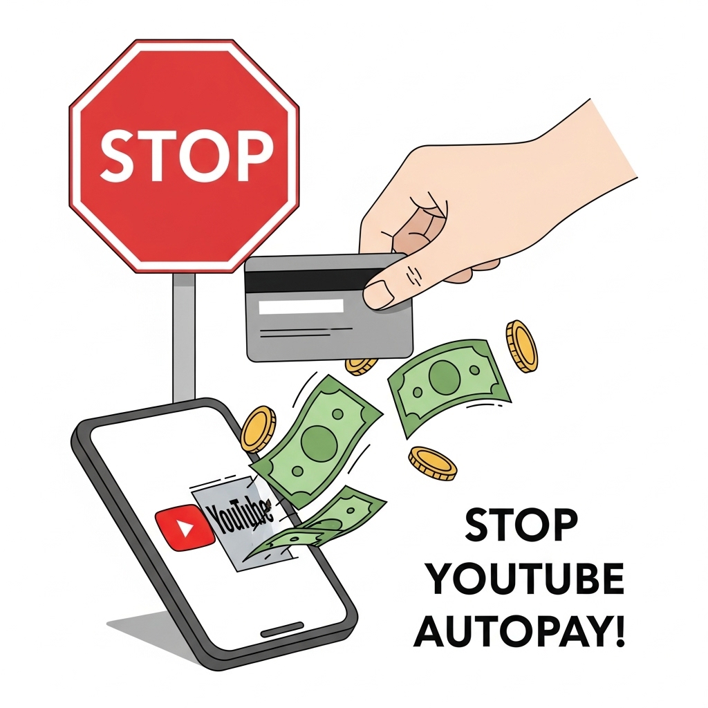 유튜브 로고가 있는 스마트폰에서 돈이 빠져나가는 것을 신용카드로 막는 썸네일 이미지