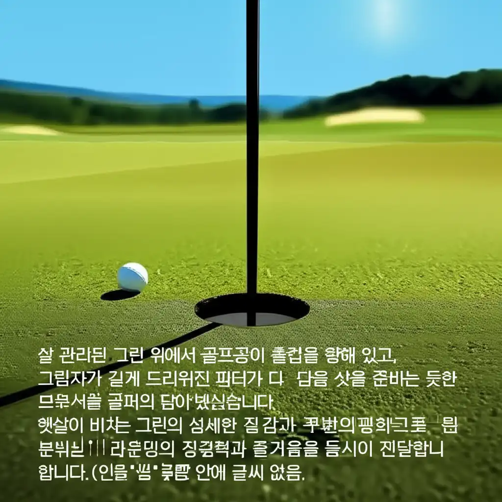골퍼 시점, 공군체력단련장 골프 예약 후 퍼팅할 푸른 그린