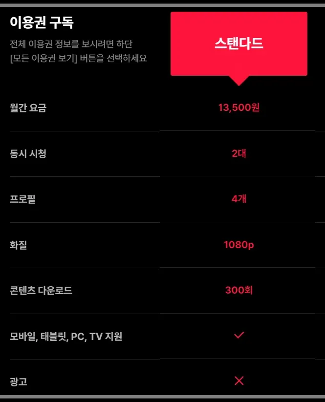 티빙-가격-요금제-종류-이용권-구독