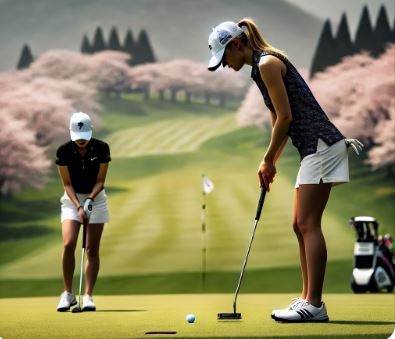 두명의 여성 골퍼 경기 사진