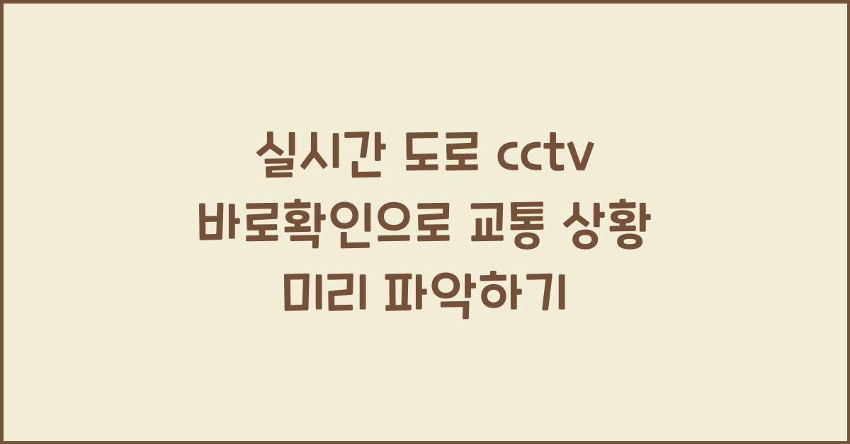 실시간 도로 cctv 바로확인