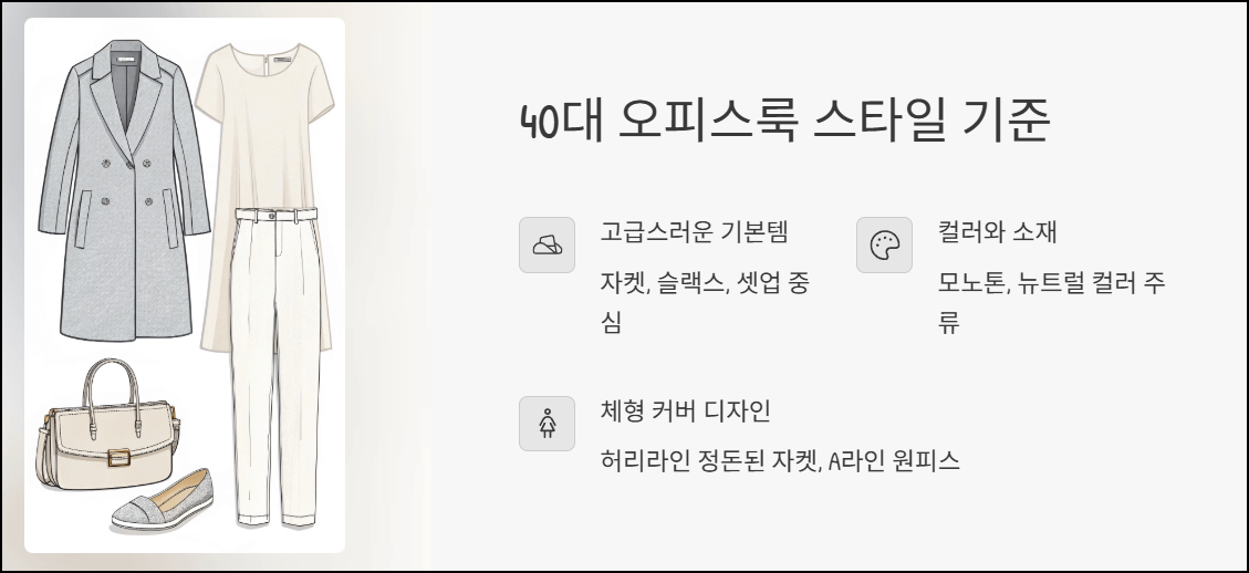40대 오피스룩 스타일 기준