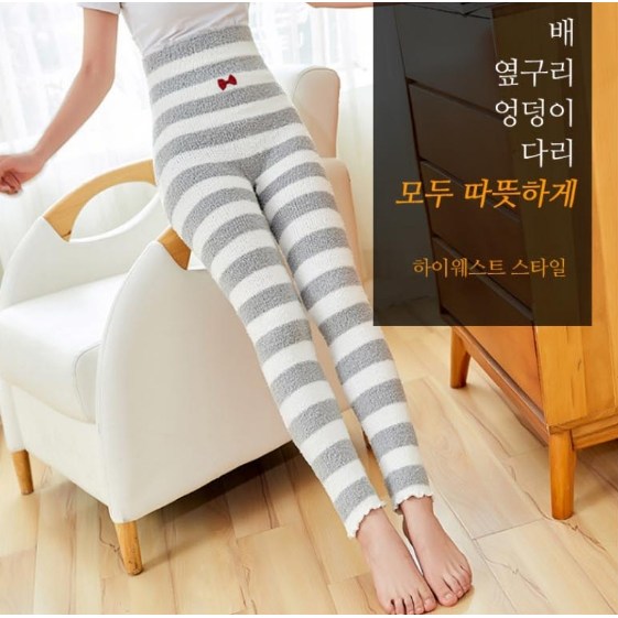 니트쫄바지 수면레깅스 기모 잠옷레깅스 하이웨이스트 수면스타킹