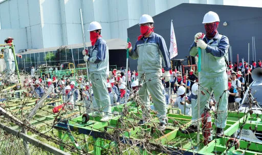 파업 현장의 모습