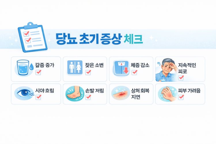 당뇨 초기 증상 체크리스트 갈증 잦은 소변 체중 감소 피로감 등 주요 증상