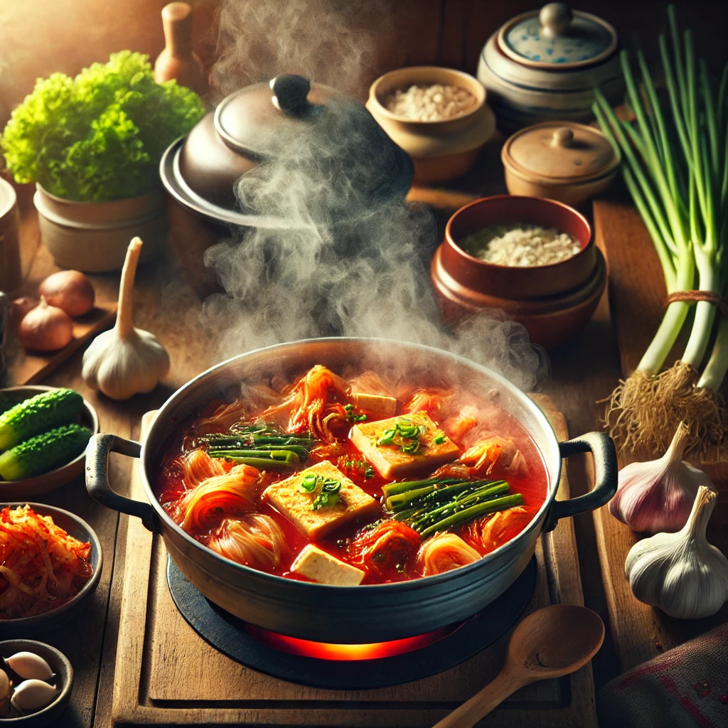 김치찌게를 끊이는 모습