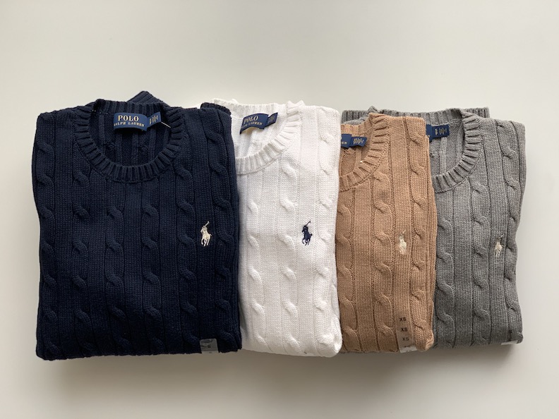 폴로랄프로렌 여성 크루넥 코튼 케이블 니트