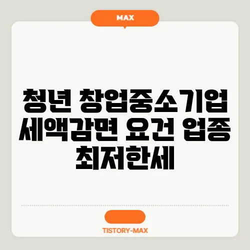 청년 창업중소기업 세액감면 요건 업종 최저한세
