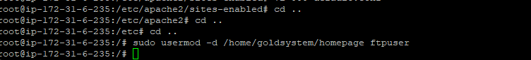 sudo usermod -d /var/www/html/wordpress ftpuser