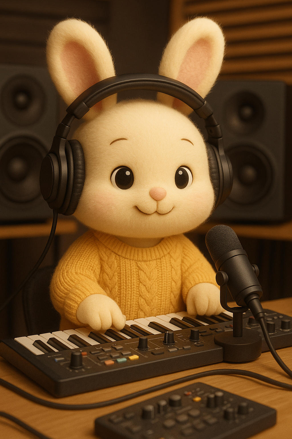 음악을 만드는 토끼 캐릭터