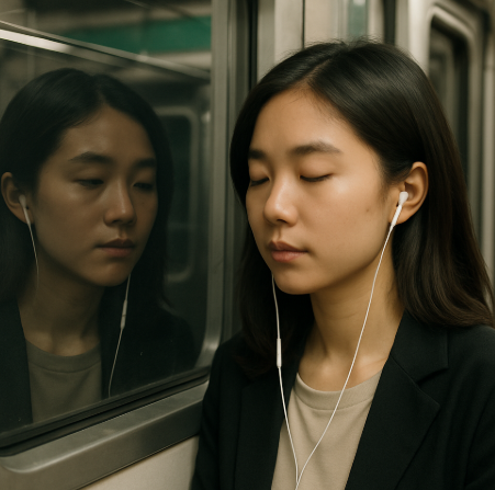 지하철 유리창에 비친 내 얼굴