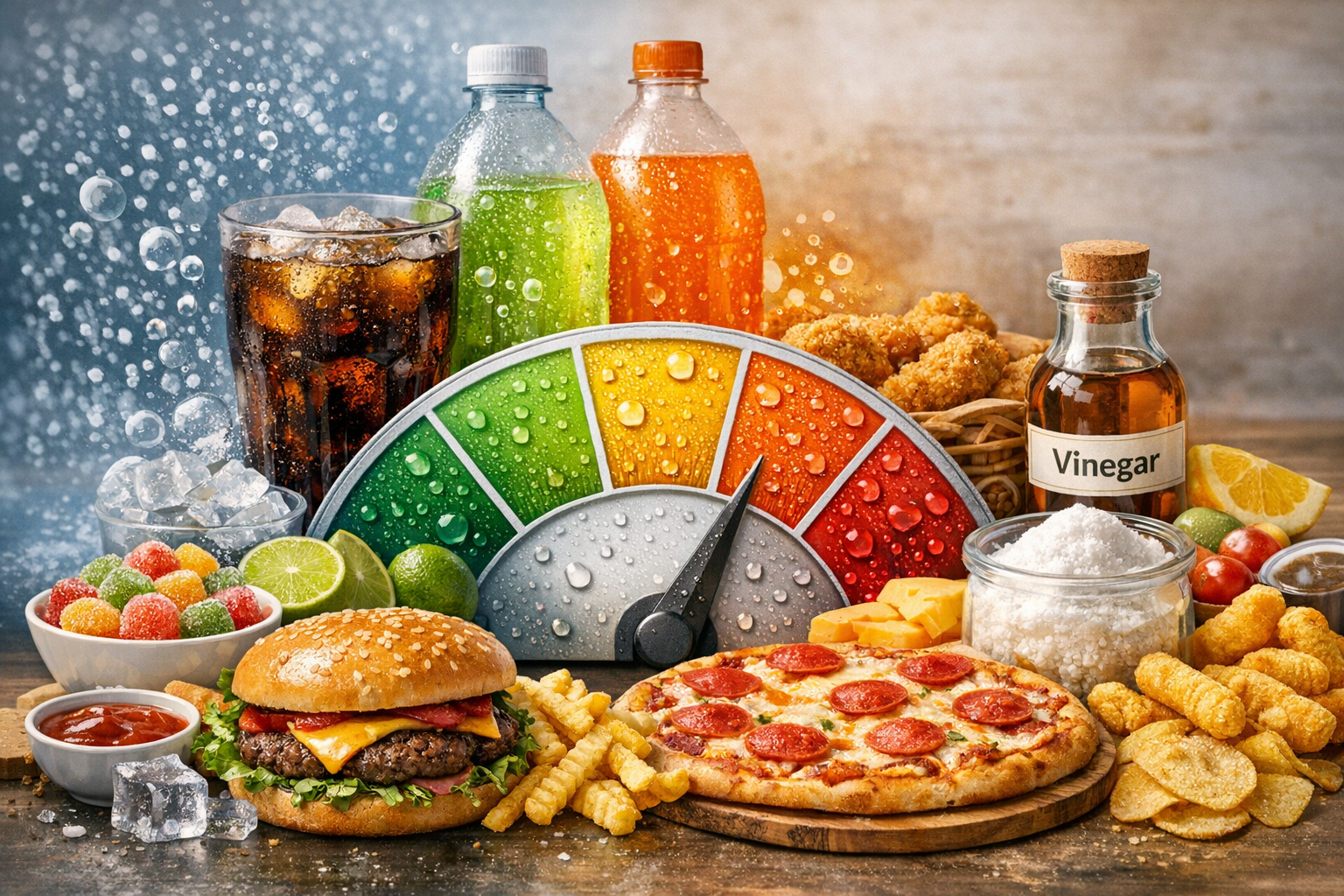 탄산음료와 가공식품 이미지