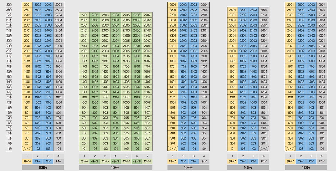 천안자이 포레스트(2차) 주상복합 동･호수 층별 배치도-2