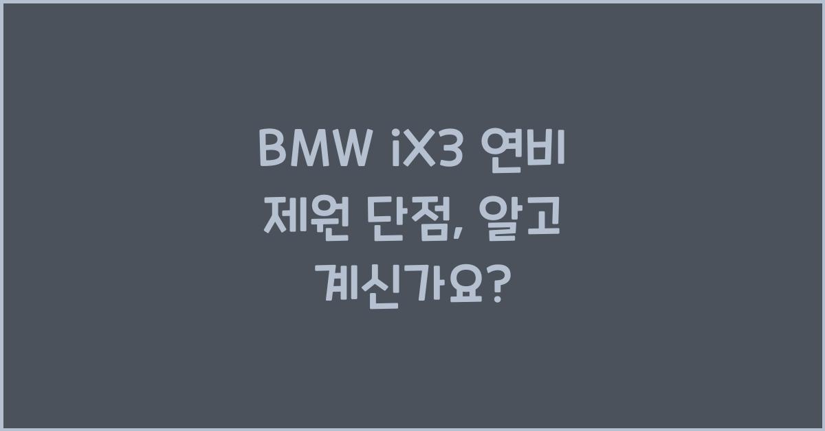 BMW iX3 연비 제원 단점
