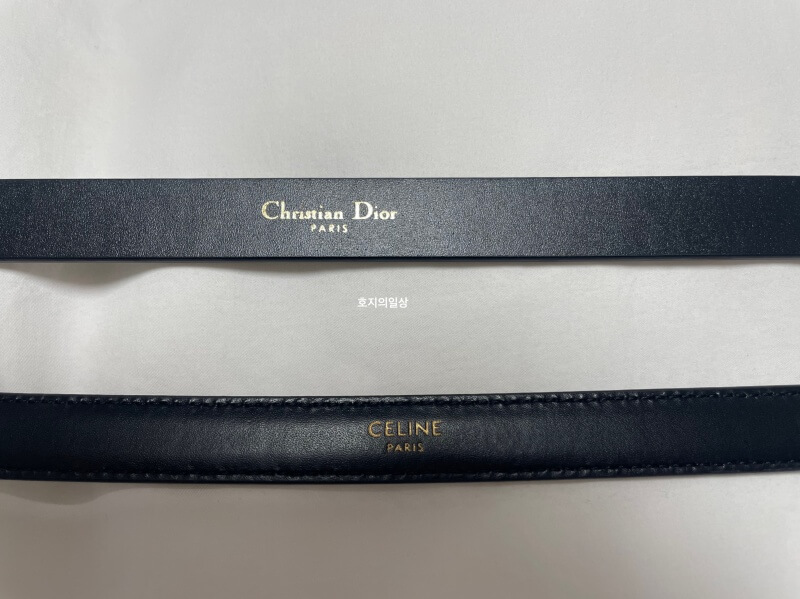셀린느 트리옹프 벨트VS디올 새들 벨트 로고 비교