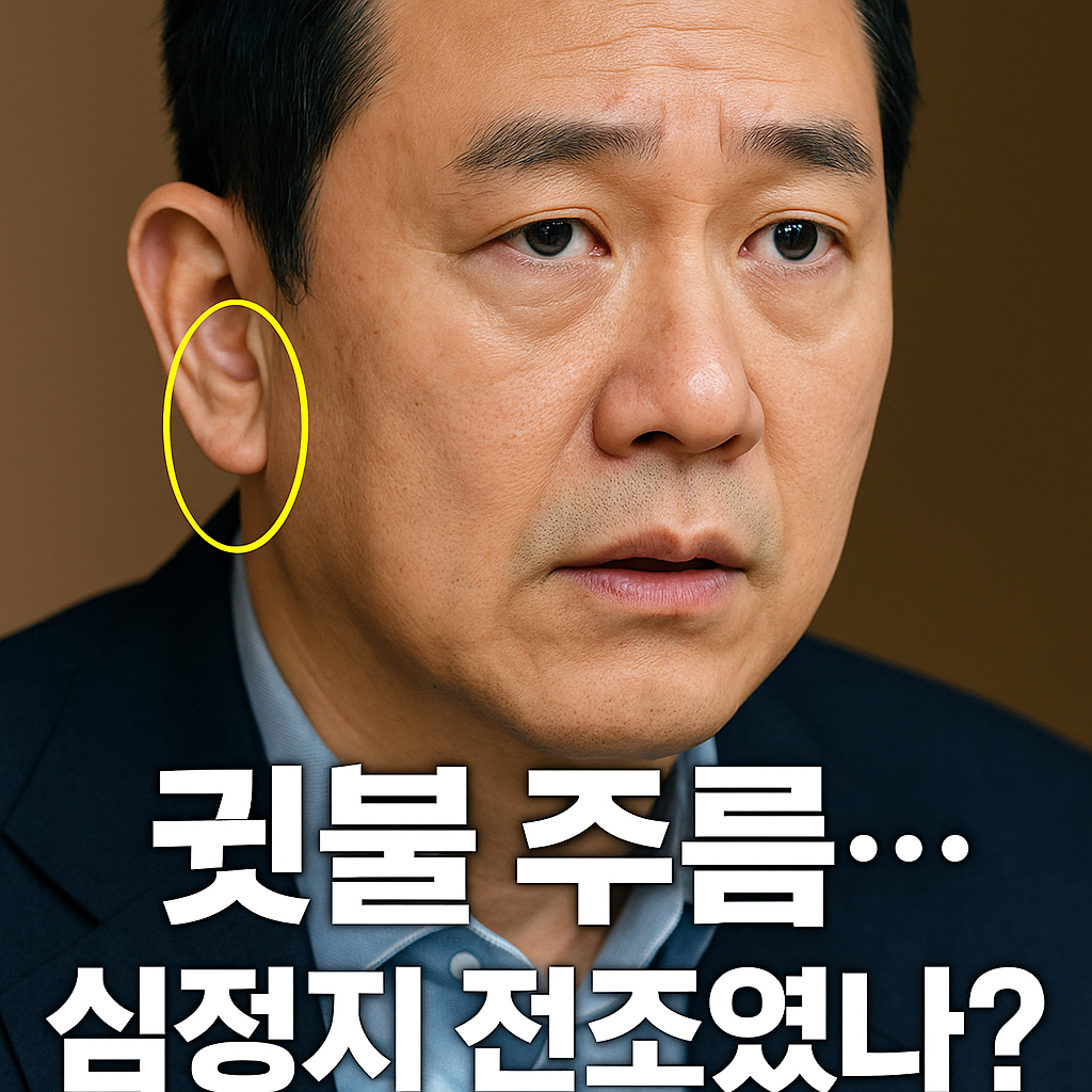 김수용 귓불 주름과 심장 질환 위험 신호를 상징적으로 보여주는 일러스트