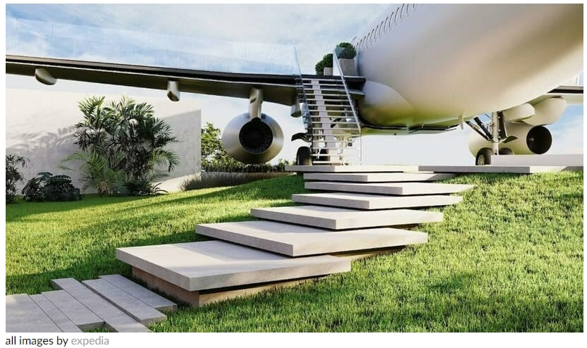 침실 2개짜리 빌라로 부활한 보잉 737 Abandoned boeing turns into a luxury villa with hanging terraces over bali's coast