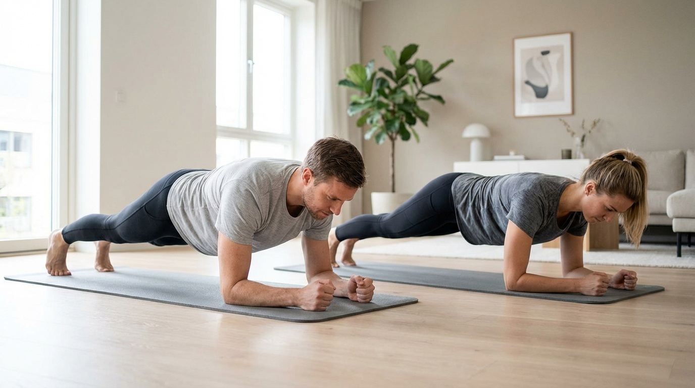 실내 플랭크 운동 사진