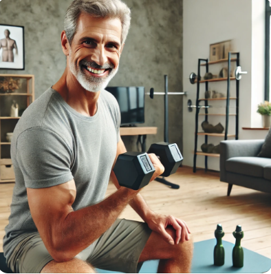 근력운동을 하고 있는 중년 사진