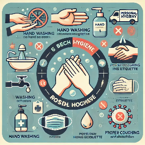 손 씻기, 올바른 기침 예절, 소독 등 개인 위생 관리