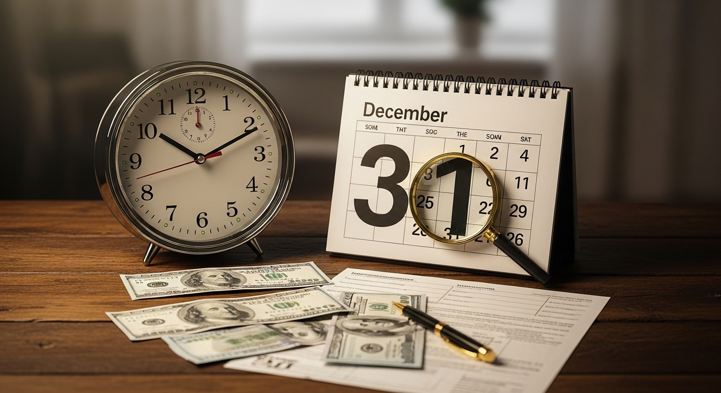 시계와 달력이 놓인 테이블: 비과세 혜택을 위한 매도 시점의 중요성을 상징