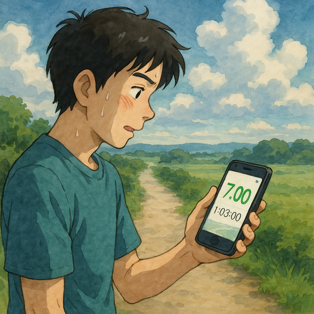 1시간 운동해서 7km 간 나의 모습