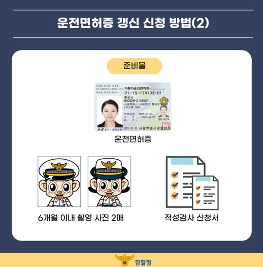 운전면허증 갱신 준비물 적성검사 1종 2종 사진 기간 벌금 장소 온라인 경찰서2