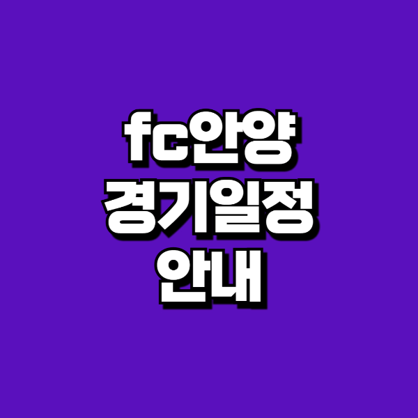 fc안양 경기일정