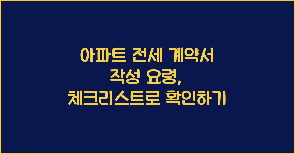 아파트 전세 계약서 작성 요령