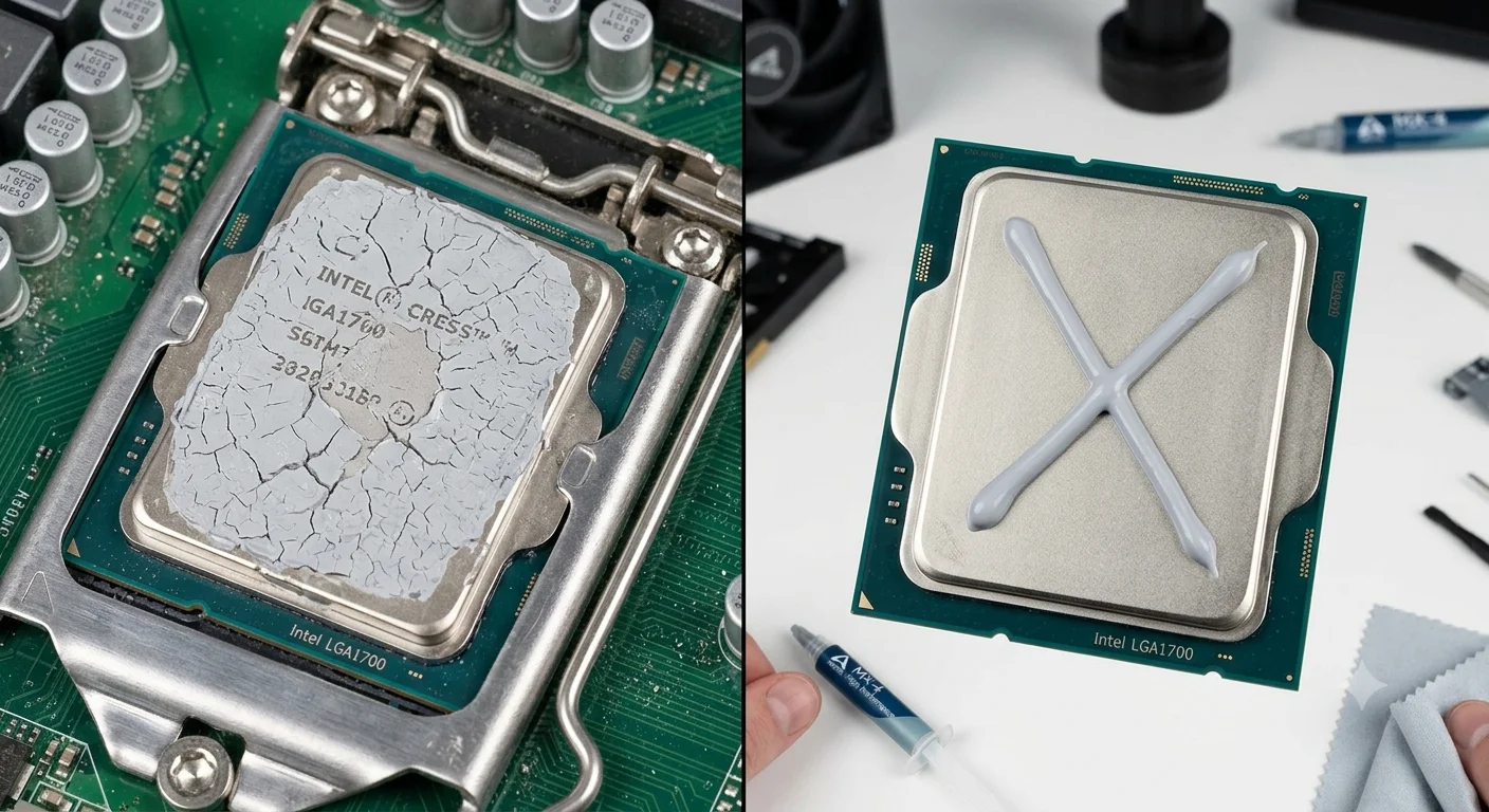 CPU 쿨러 분해 굳은 서멀구리스 닦아내기 및 신규 서멀컴파운드 재도포 화면